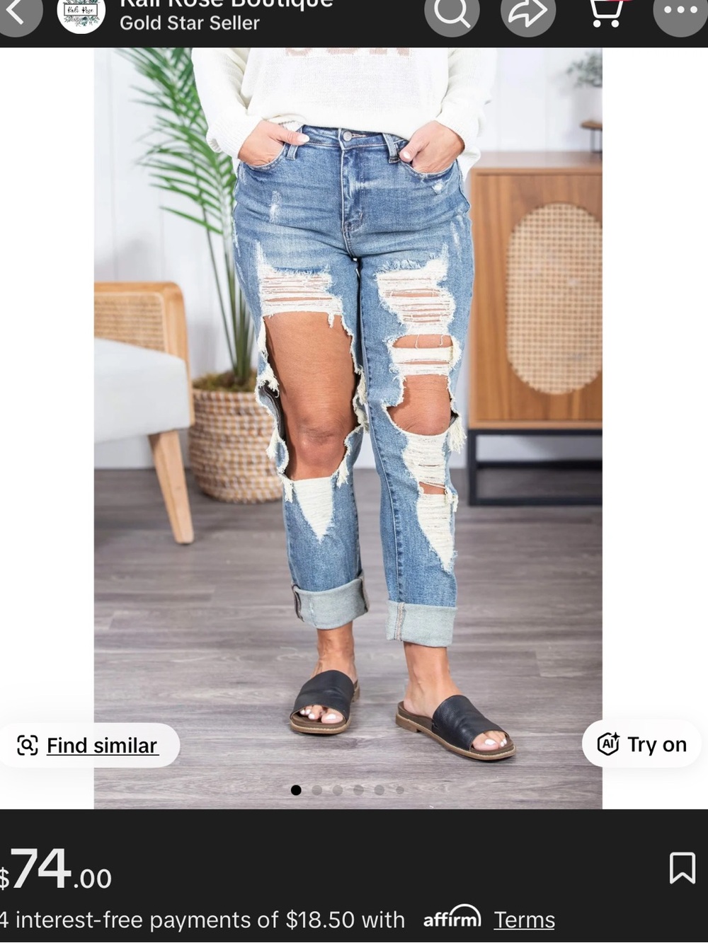 Judy Blue Ripped Light Blue Boyfriend Jeans